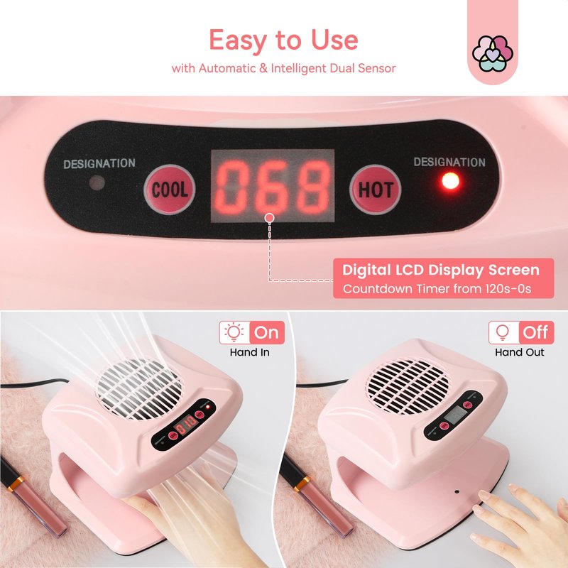 SAVILAND Nail Dryer Professional Upgrad: 3X Quick Drying Nail Dryer for Regular Polish Acrylic Dip Powder Nail Dehydrator Primer Nail Polish Dryer Fan with Hot & Cold Air Must Have Nail Tech Supplies