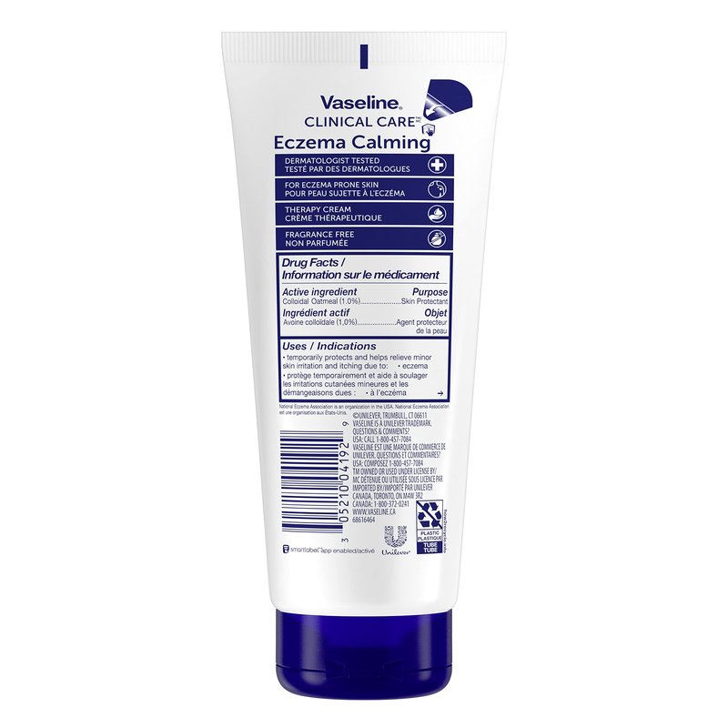 Vaseline Eczema Lotion, Calming Therapy Cream 2-Pack with Colloidal Oatmeal + Original Vaseline Lip Therapy for Dry Lips with Petroleum Jelly (3 Piece Set)