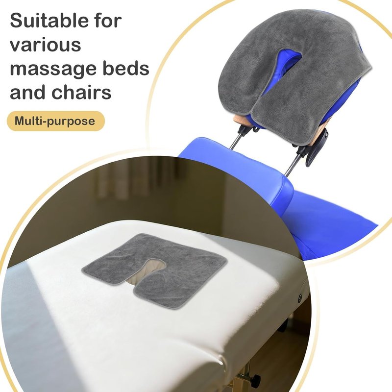 Microfiber Face Cradle Covers - Large, Soft & Reusable Non-Stick Massage Headrest Cover | Fits All Massage Tables & Chairs