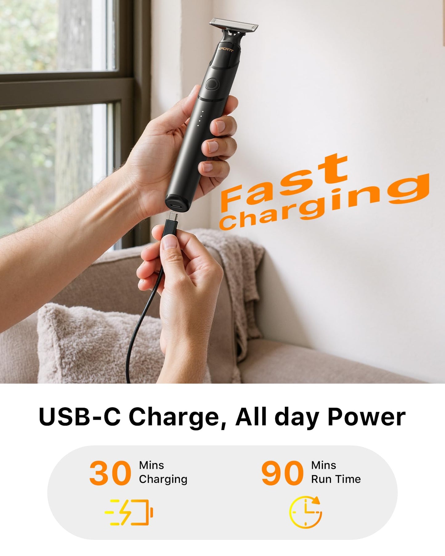 Trimcoo [2026 Upgraded Beard & Body Hair Trimmer for Men [All-in-One] USB-C Fast Charging, Groin & Ball Hair Painless Electric Shaver, Travel Razors, Waterproof Wet/Dry Groomer, Black(Lite)