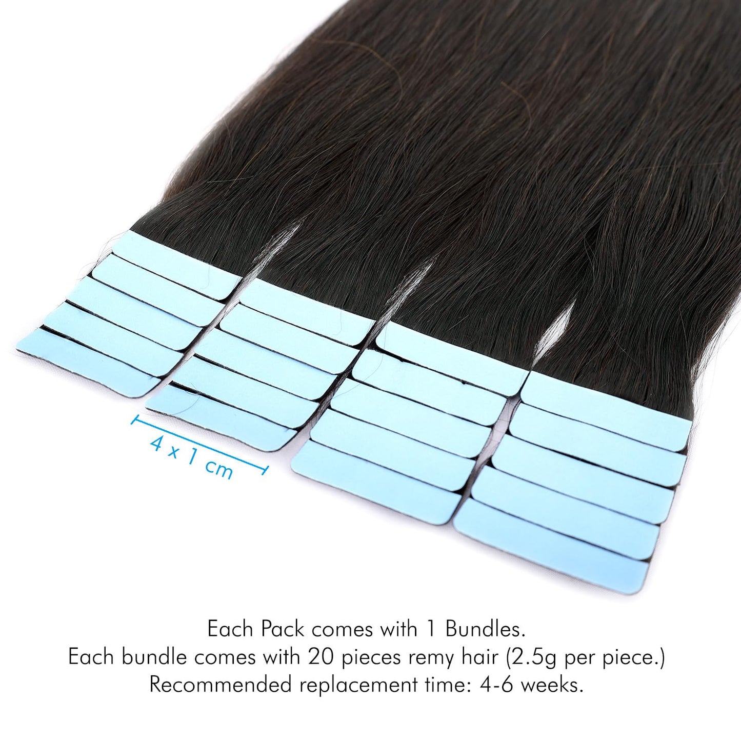 Tape in Hair Extensions Human Hair,18 Inch Human Hair Tape in Extensions 20PCS Natural Black Remy Real Human Hair for Women Invisible Straight Hair Extensions Real Human Hair
