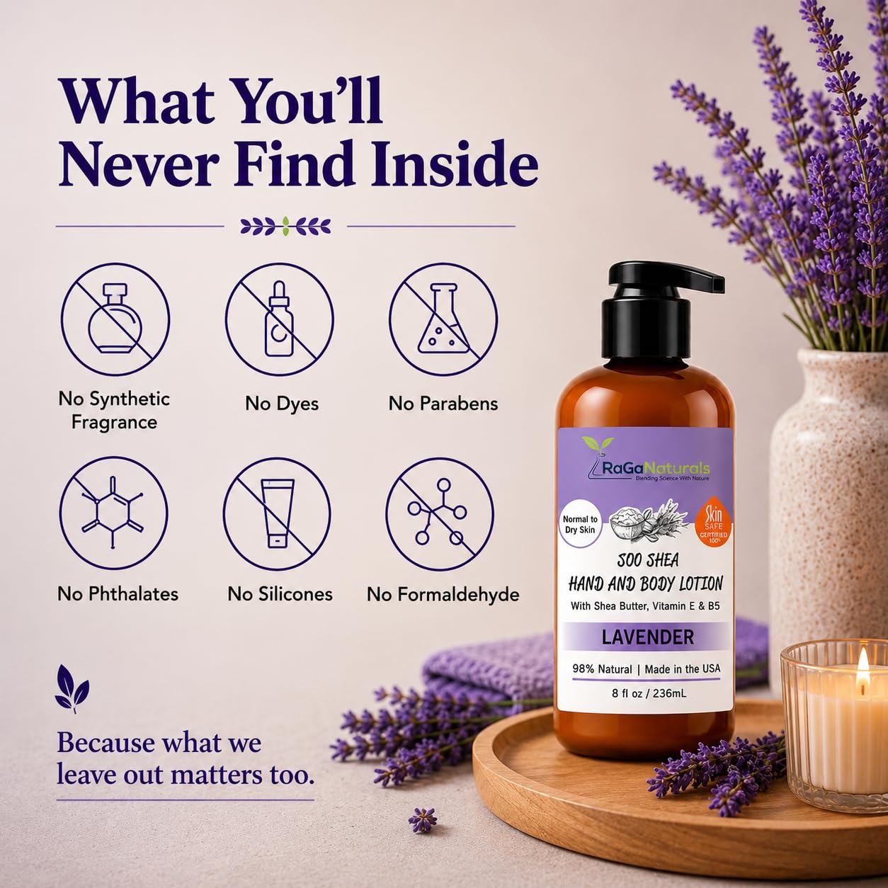 Lavender Shea Butter Hand and Body Lotion - Moisturizing, Plant-Based Formula with Argan & Avocado Oil | 8 Fl Oz
