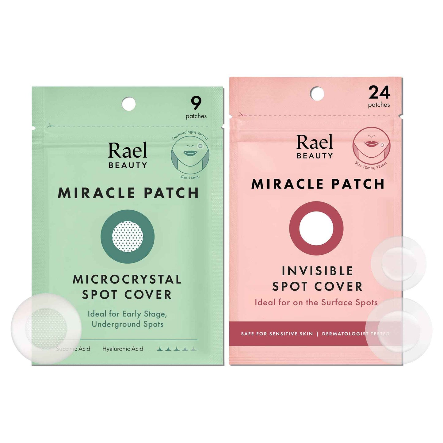 Rael Pimple Patches, Invisible & Microcrystal Spot Cover - Hydrocolloid Acne Pimple Patch for Face, Zit and Blemish, Breakouts, Korean Skin Care (33 Count)
