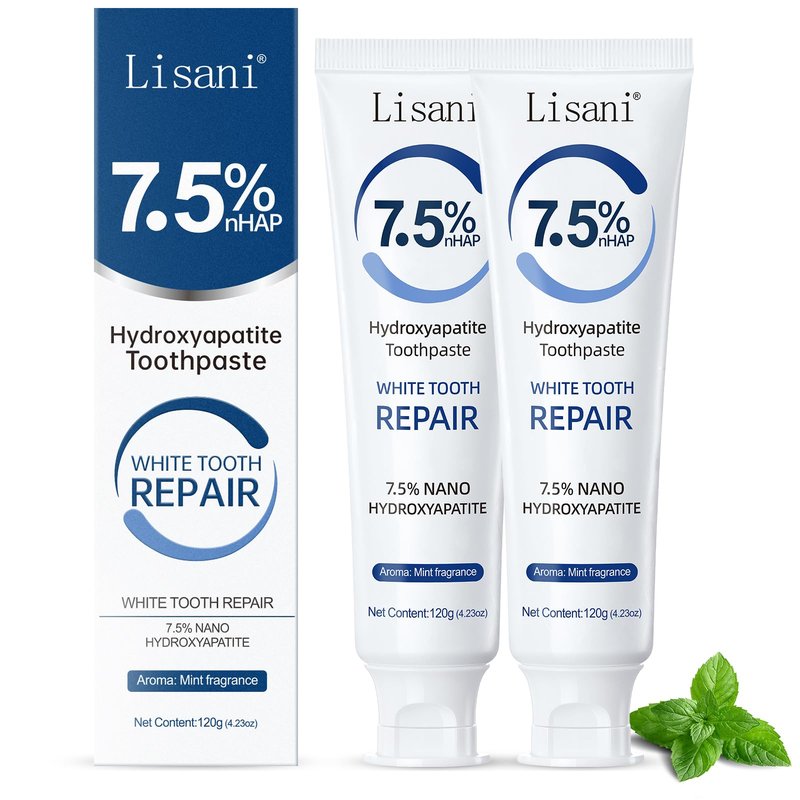 Lisani Set 2-Pack Hydroxyapatite Toothpaste for Teeth Remineralization, Enamel Repair, Sensitivity Relief & Whitening Fluoride-Free, Deep Cleaning Care, Fresh Breath