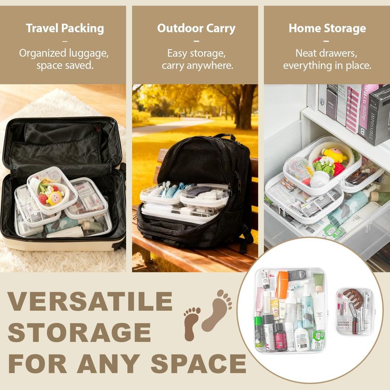 WELPIRT Clear Hard Shell Zipper Pouches, Clear Zipper Bags, Hard Case Pouches for Purse & Diaper Bag Organizer,and Travel Essentials (XXL+3M)