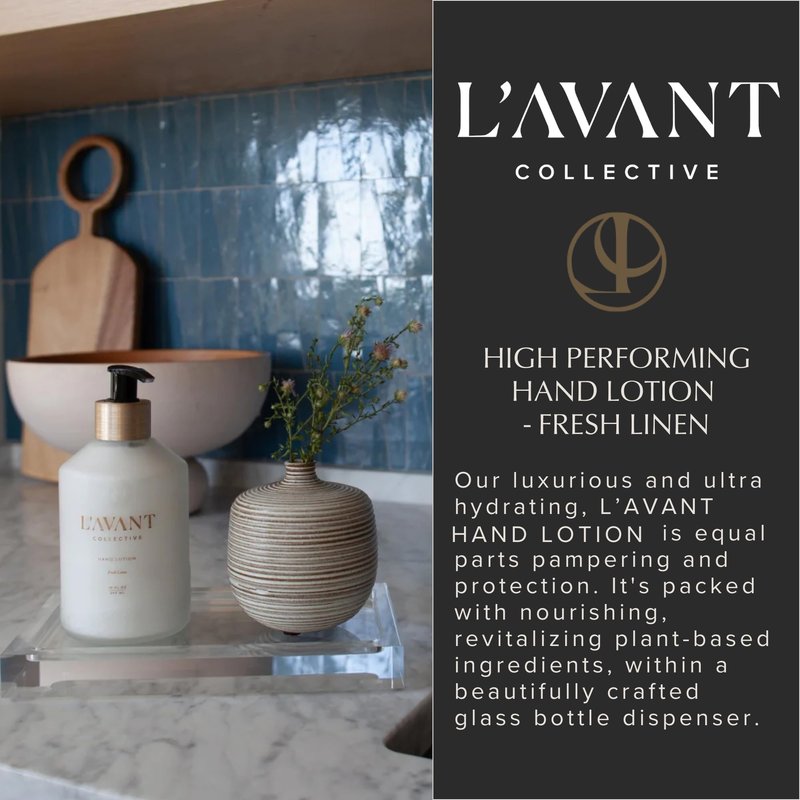 L'AVANT Collective Luxury Hand Lotion Refill | Moisturizing Plant-Based Hand Cream Refill, Non-Toxic, Lightweight Formula, Refills Glass Bottle Twice | 20 Fl Oz | Fresh Linen