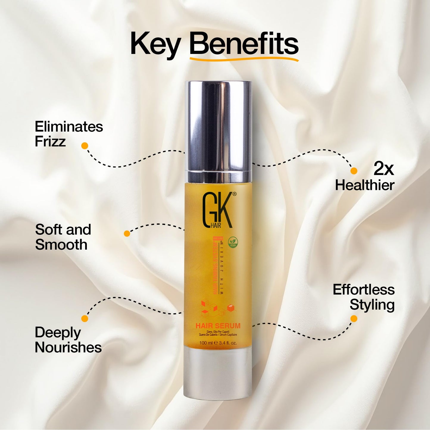 GK HAIR Oil- Argan Oil Hair Serum For Frizzy And Damaged Hair- Perfect For Keratin,Frizzy, Curly, Dry & Damaged ends-Adds Shine and Smooths,Paraben,Phthalate and Sulfate Free (3.4 oz)