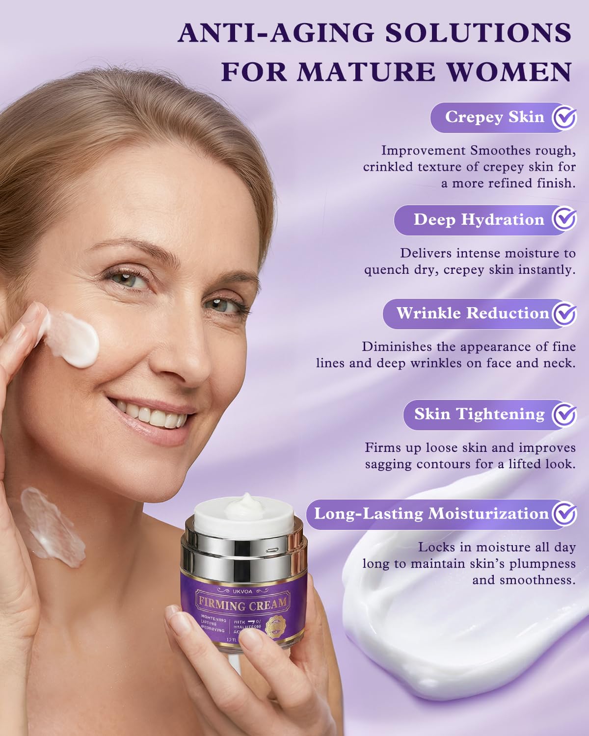 UKVOA Retinol Neck & Face Wrinkle Cream for Women, 1.7 Fl Oz
