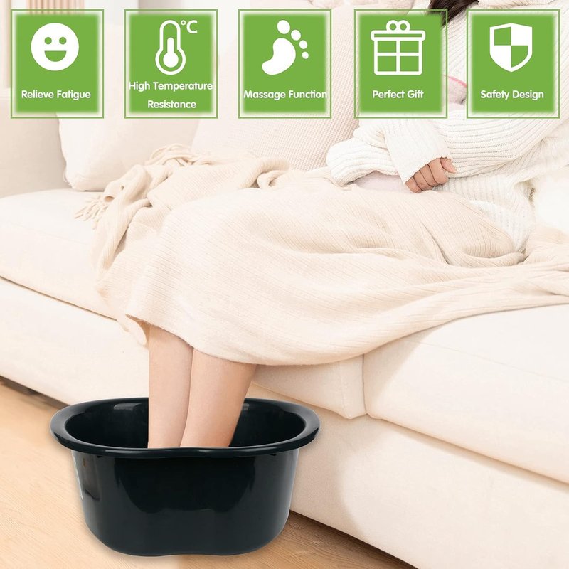 Lemoncy Foot Soaking Tub, Durable Feet Soaking Bath Basin Large Feet Bucket Wash Basin Plastic Tub Convenient Foot Massager Spa for Detox,Toe Nails, and Ankles,Pedicure (Black)