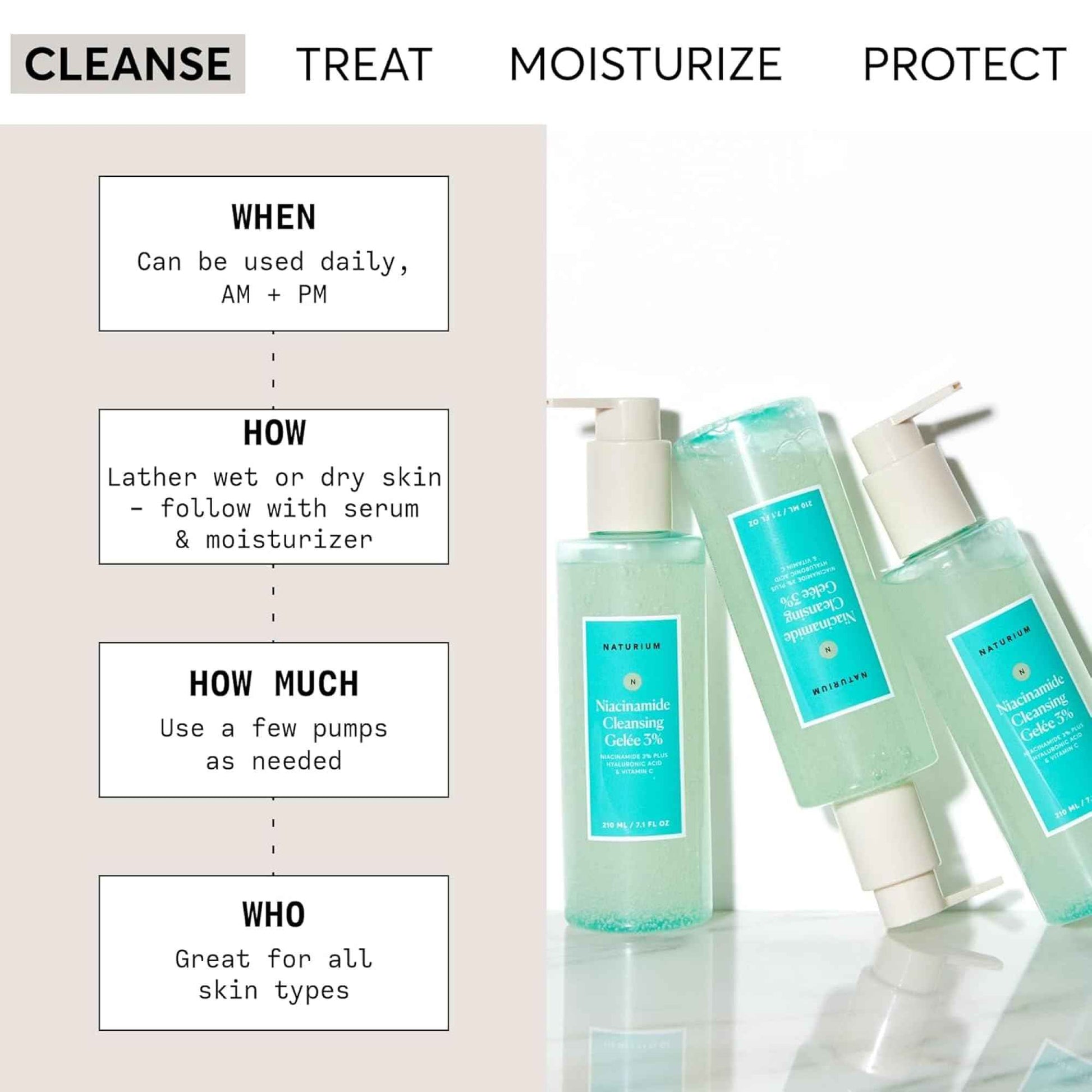 Naturium Niacinamide Cleansing Gelée 3% Plus Hyaluronic Acid & Vitamin C, Gentle & Smoothing Face Wash, 7.1 oz