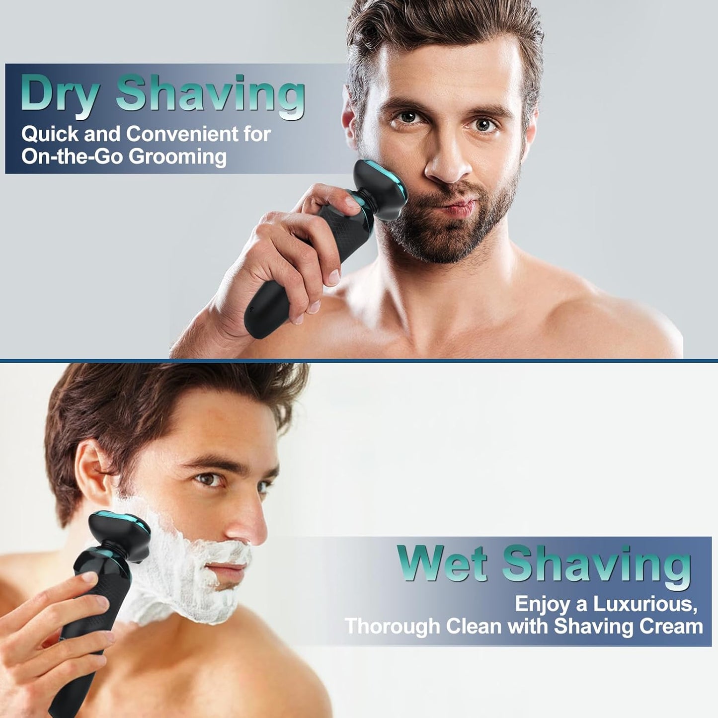 Electric Razor for Men - 4D Dual-Ring Floating Head Shaver | IPX7 Waterproof, USB-C Fast Charging, Ergonomic Travel Design