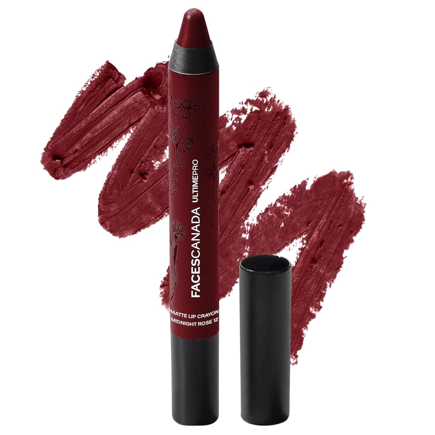 Matte Lip Crayon - Midnight Rose 12 | Long-Lasting, Highly Pigmented & Smudge-Proof Lip Color | Creamy Texture, Bold Matte Finish | 0.09 Oz (2.8g)