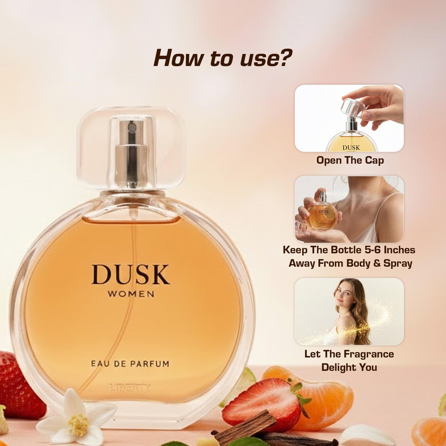 Liberty Perfume for Women, 3.4 Oz Dusk Perfumes Long-Lasting Fragrance Eau de Parfum for Luxury Fruity Scent for Women, Perfume Spray