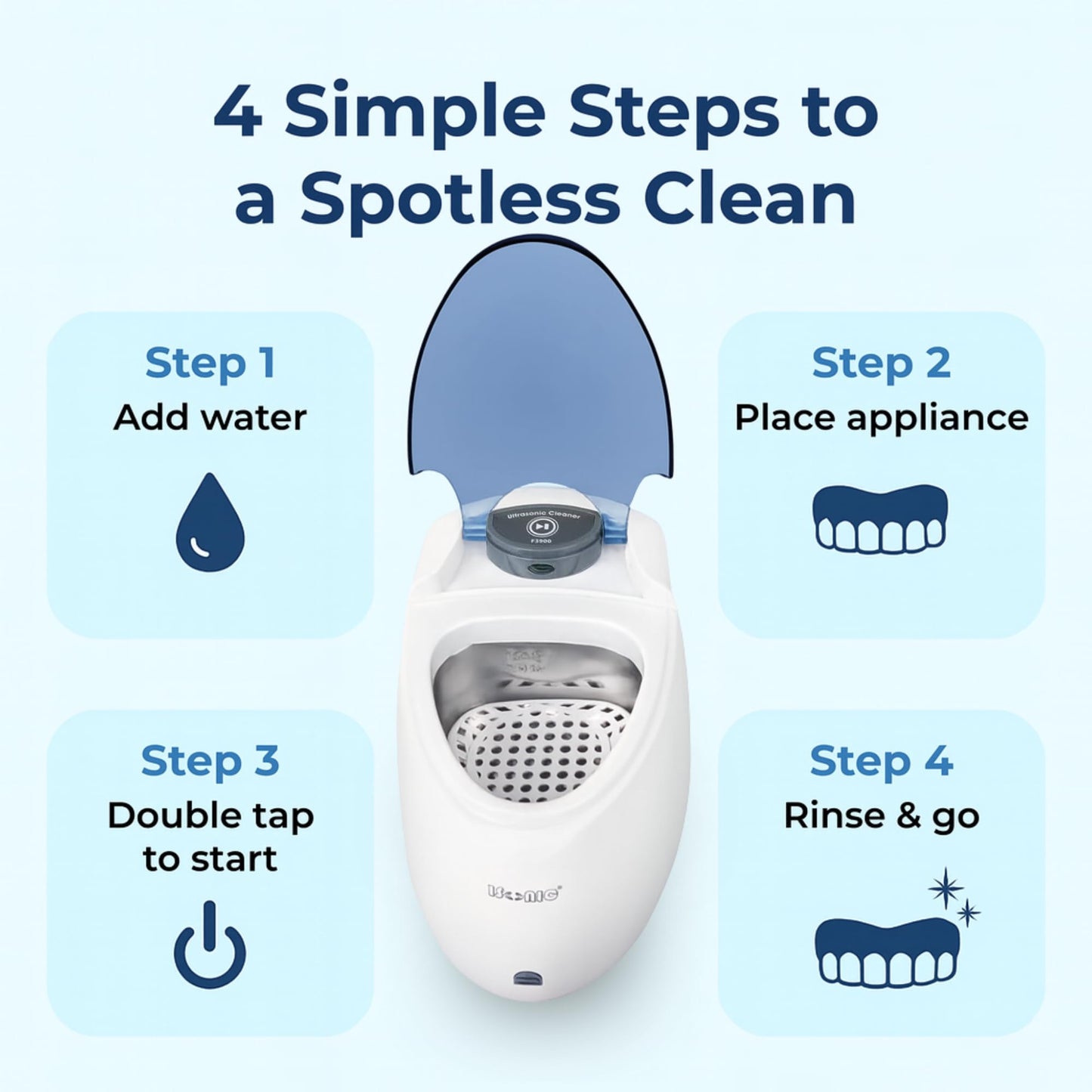 iSonic F3900 Ultrasonic Denture/Aligner/Retainer Cleaner for All Dental appliances (Machine Only)