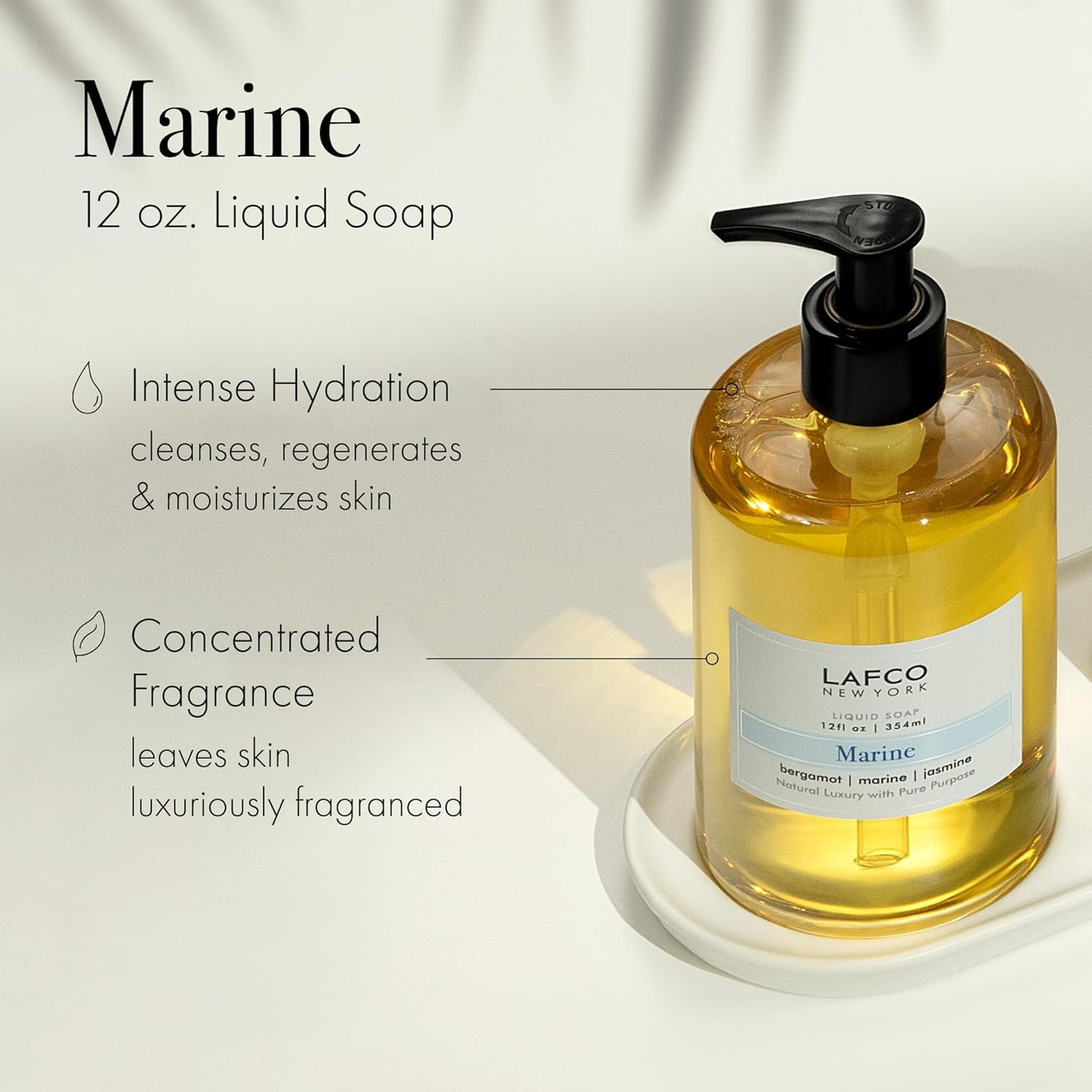 LAFCO New York Liquid Soap - Marine Scent, 12 oz | Regenerates & Moisturizes All Skin Types, Hypoallergenic & Cruelty-Free