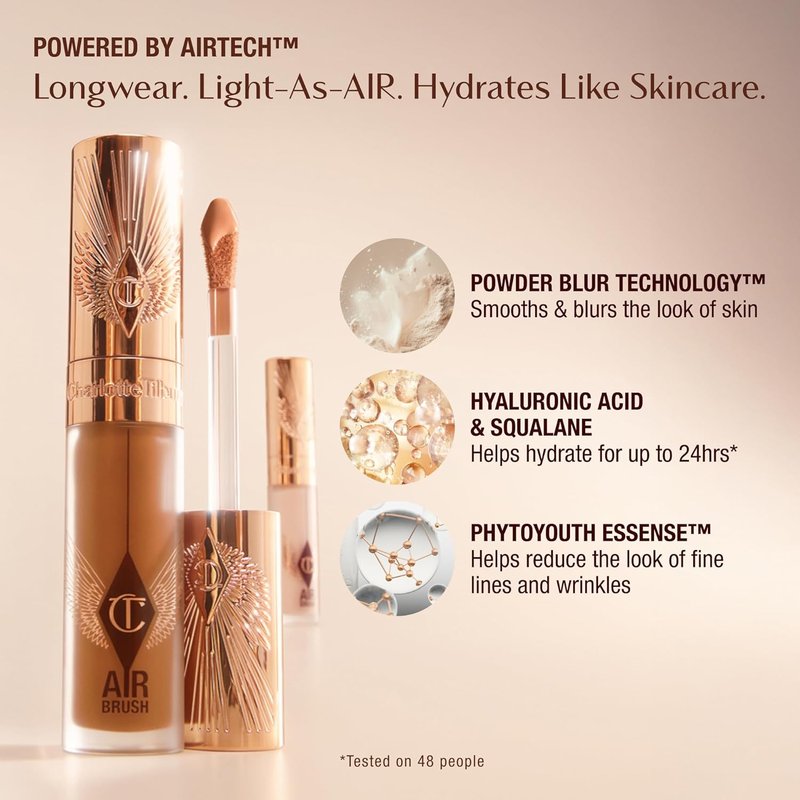 Charlotte Tilbury Airbrush Flawless Blur Concealer - Longwear, Hydrating & Crease-Proof for Dark Circles & Blemishes | Full Coverage, Natural Matte Finish