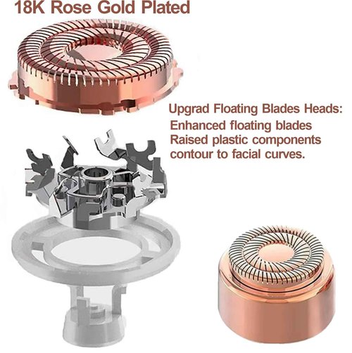 Generation 3 Replacement Heads for NEW Finishing Touch Flawless Facial Hair Remover Gen 3 - Double Precision Enhanced Floating Blades Heads for Flawless Gen 3, PACK of 6, w/Storage Case & Clean Brush