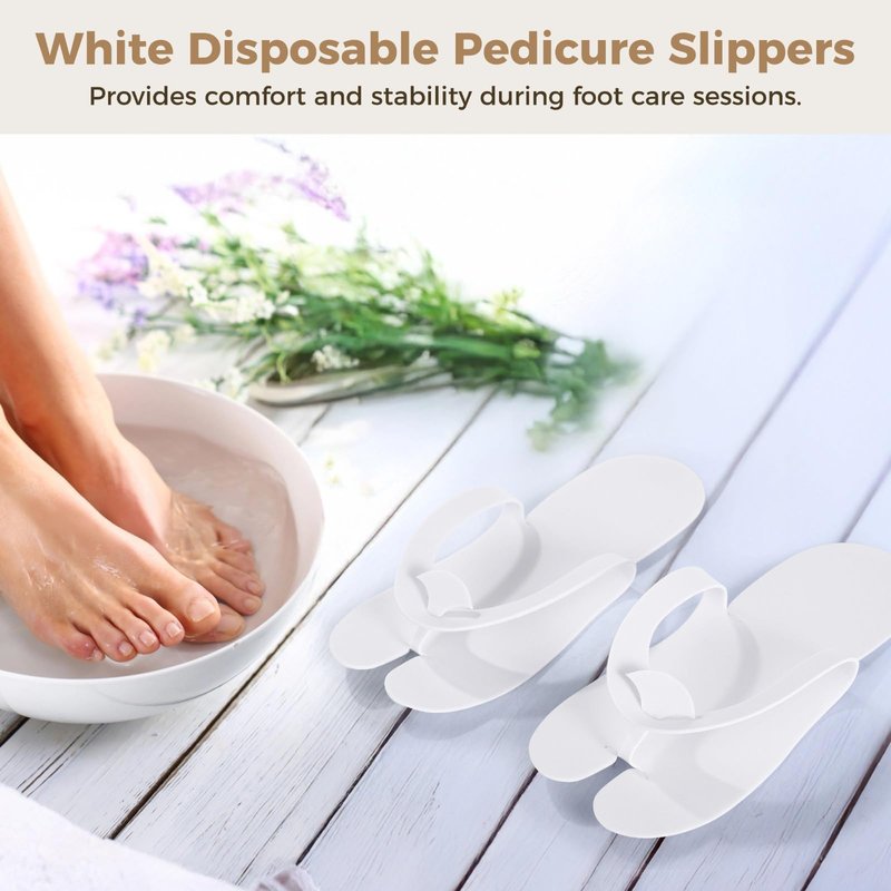 TIMCORR 100Pairs Disposable Pedicure Flip Flops Slippers Bulk,White EVA Flip-Flops Kit,SPA Pedicure Slippers for Adult,Lightweight and Easy to Wear,Ideal for Nail Salons,Hotels,Travel,Home,Party
