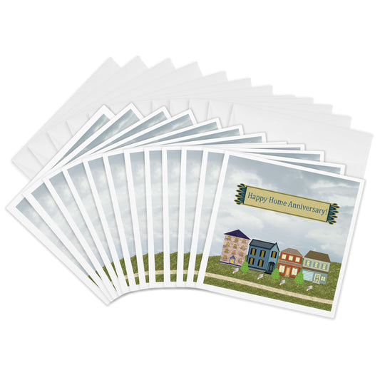 Greeting Cards - Home Anniversary, Realtor to Client, Family, Friends, Homes, Mailboxes - 12 Pack - Home Anniversary Design
