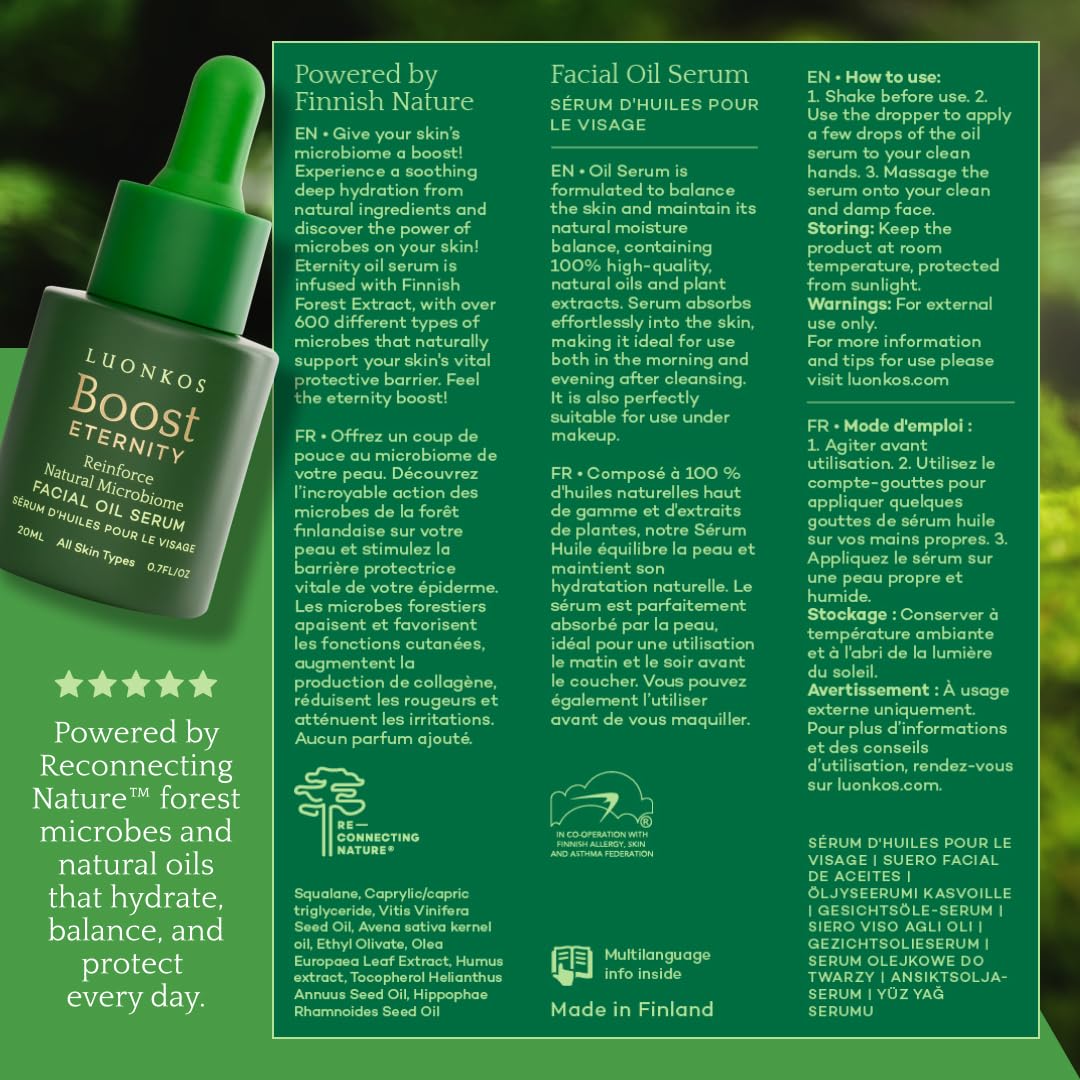 Eternity Facial Serum - Oil-Based Vitamin C Alternative for Women | Non-Greasy with Squalane, Sea Buckthorn & Nordic Microbes - 20ml