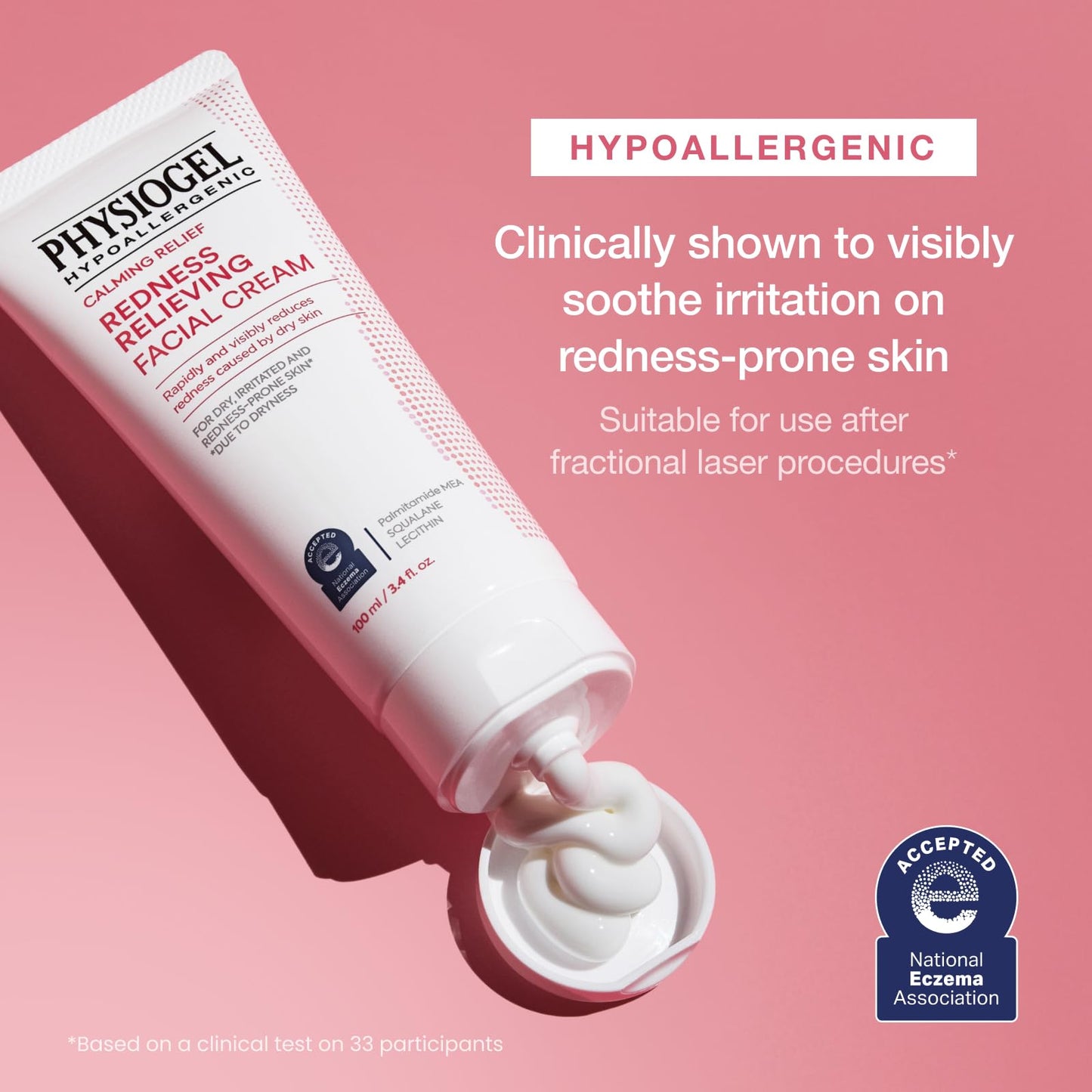 PHYSIOGEL Calming Relief Redness Relieving Facial Cream, Soothing Face Moisturizer with Squalane, For Dry, Irritated & Redness-Prone Skin, 3.4 fl. oz.