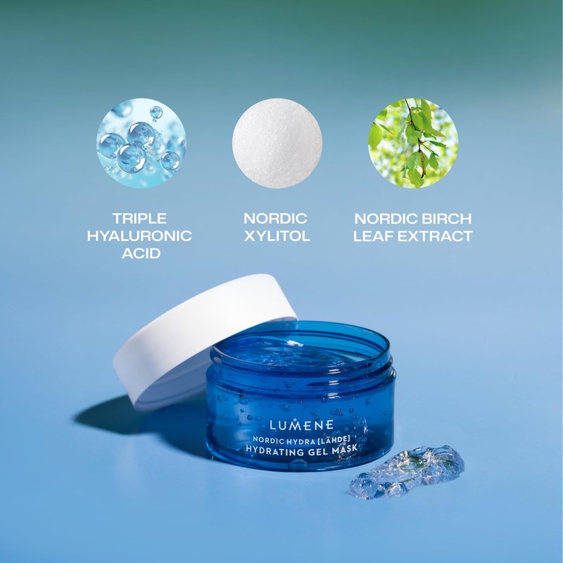 Lumene Nordic Hydra [LÄHDE] Oxygen Recovery 72H Hydra Gel Mask | Cooling, Hydrating Face Treatment | For Dry, Dehydrated Skin With Organic Nordic Birch Sap & Arctic Spring Water | Vegan | 150 ml