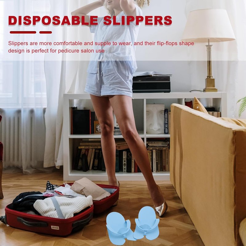 Disposable Pedicure Slippers - 12 Pairs Lightweight EVA Flip-Flops for Spa & Home Use | Comfortable & Stylish