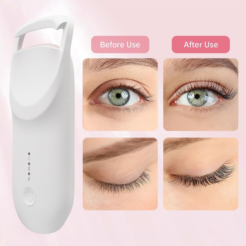 Upgrade Heated Eyelash Curler, Electric Eyelash Curler with 5s Fast Heating, Type-C Rechargeable, Portable Lash Curler, Long-Lasting Lash Lift, Natural Style, Heat-Sensitive Pad (White)