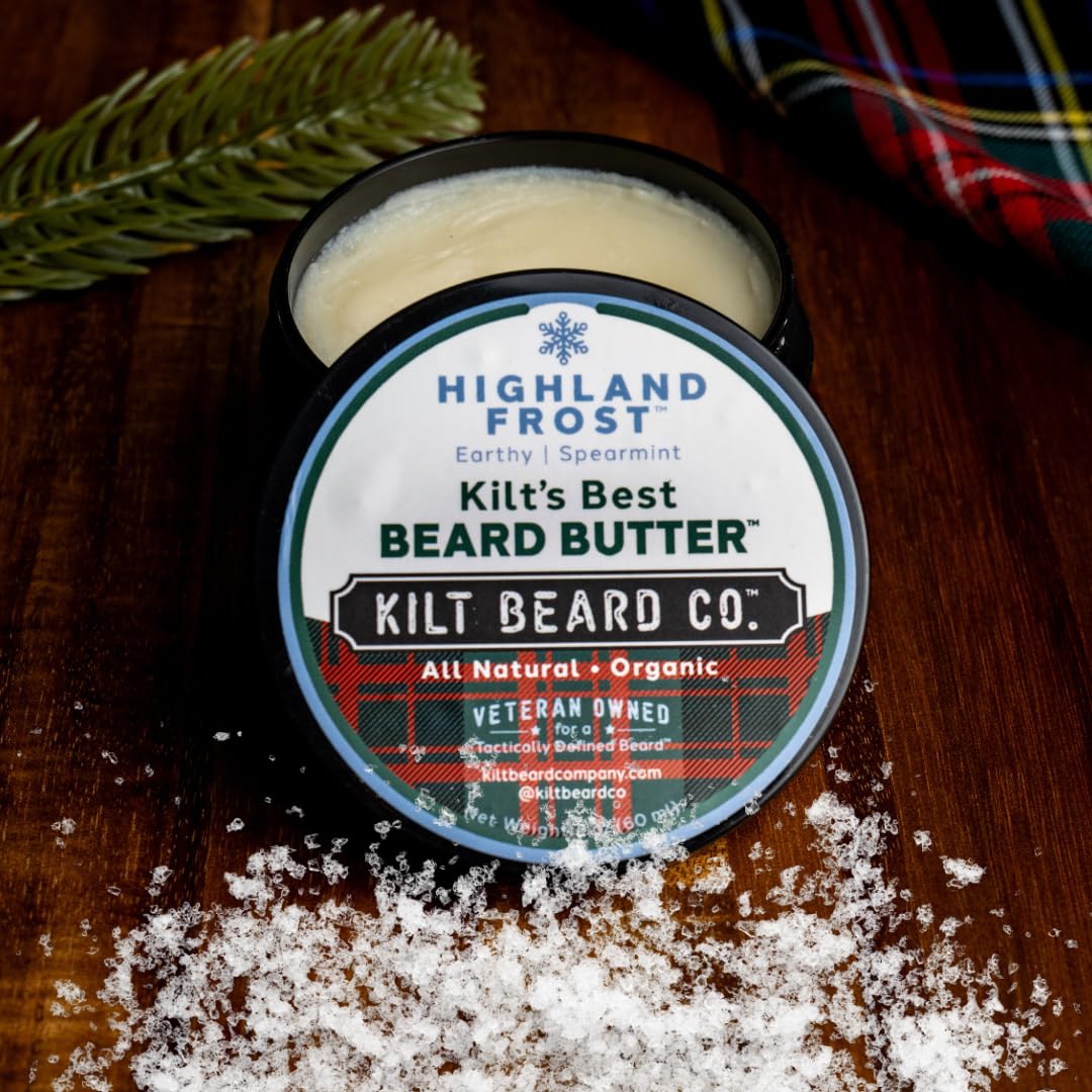 Highlands Frost Beard Butter - All-Natural Beard Moisturizer & Conditioner with Shea & Mango Butter | Softens & Hydrates Dry Beards, Earthy Spearmint & Cypress Scent