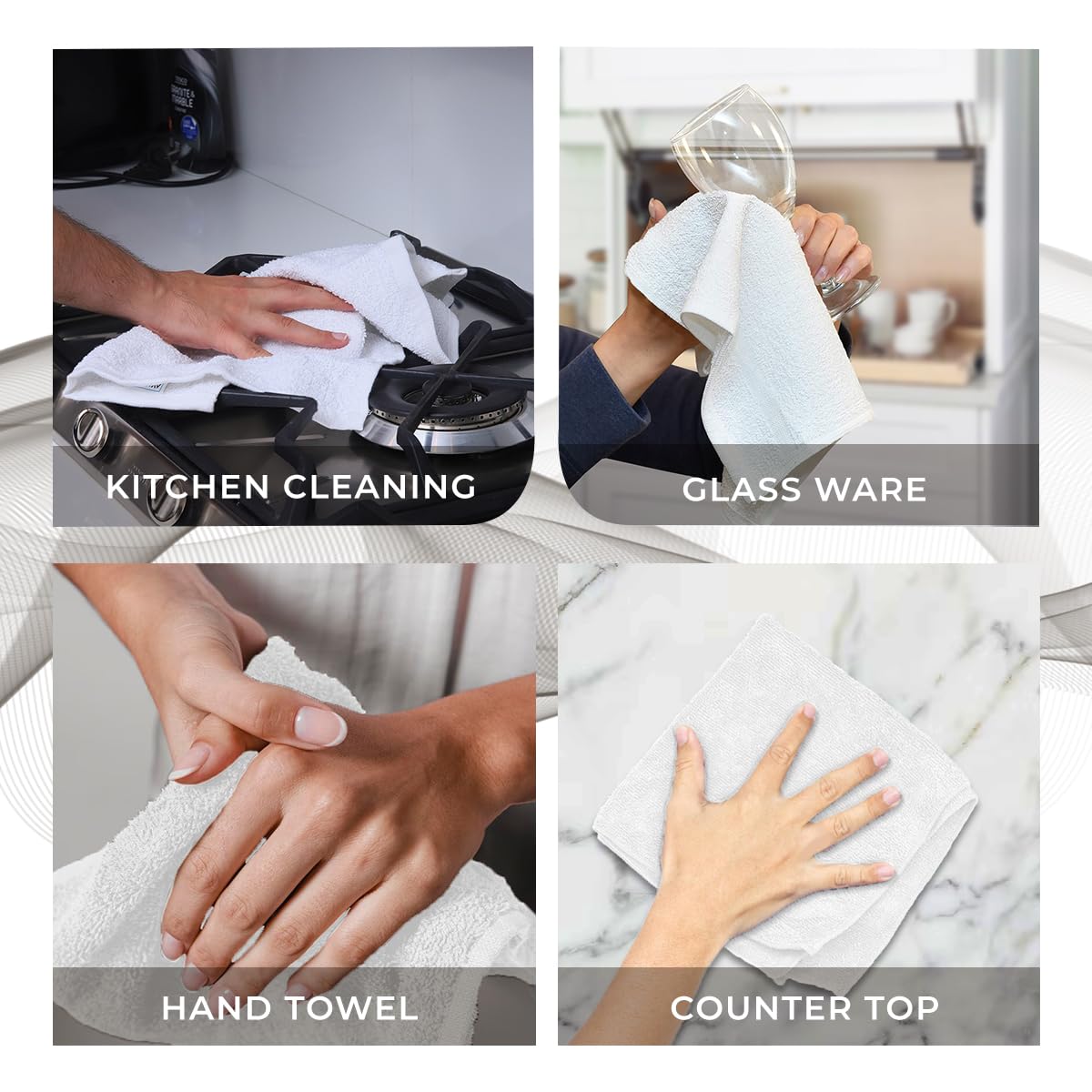Avalon Towels Wash Cloths for Showering 48 Pack 100% Cotton White Washcloths Bulk 12x12 Wash Rags, Facial Towel, Face Towels for Body, Bath Washcloth, Fingertip Towel