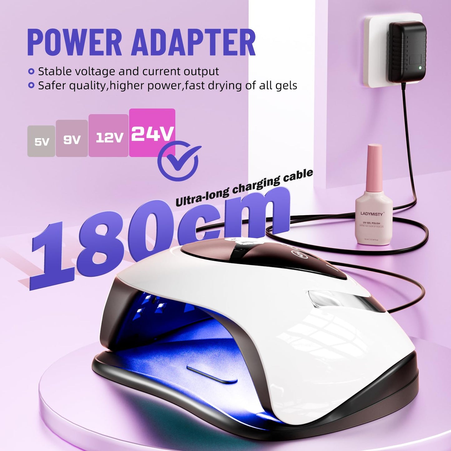 LadyMisty 268W UV LED Nail Lamp, 2026 Upgrade UV Light for Gel Nails with 57 Beads, Nail Dryer with 4 Timer Setting & LCD Touch Display, Professional Nail Lamp – Best Gifts
