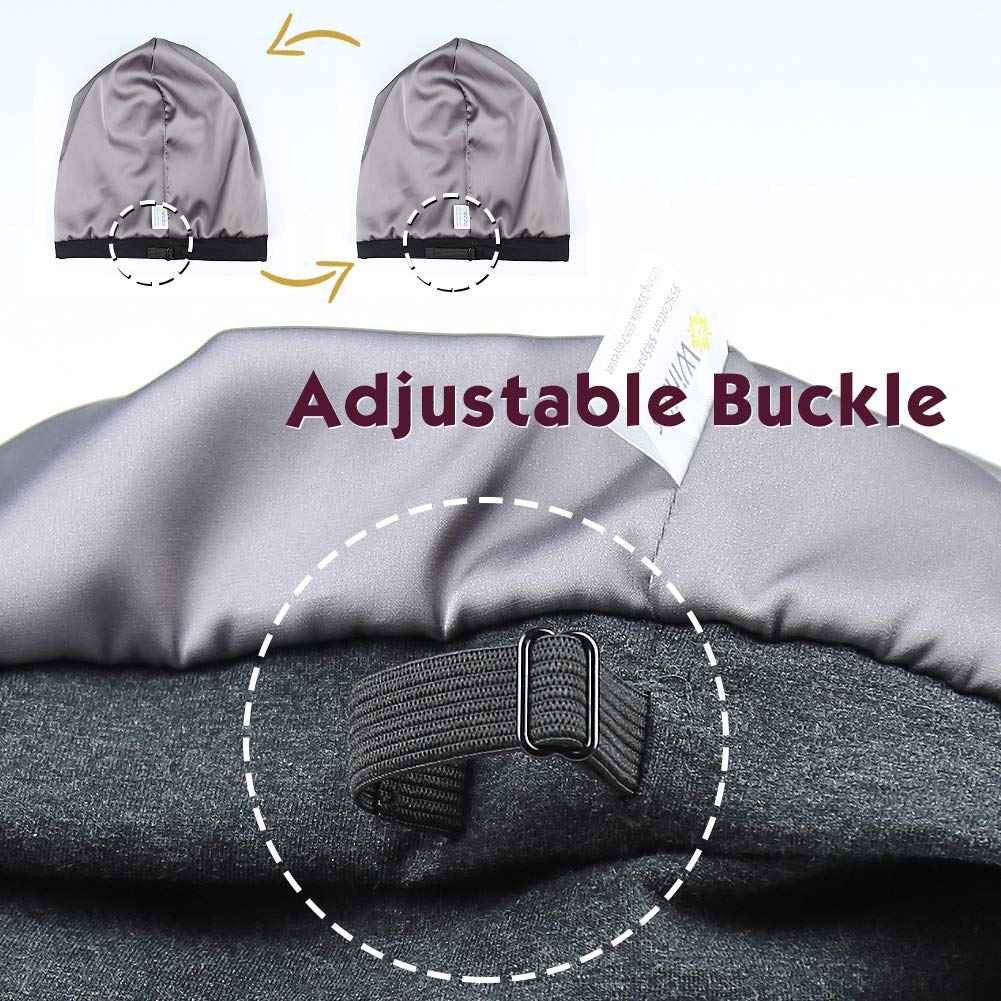 Silk Satin Bonnet for Mens with Curly Hair Adjustable Black