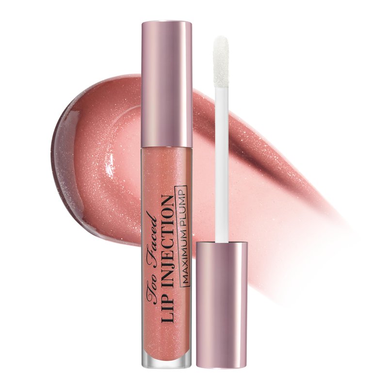 Too Faced Lip Injection Maximum Plump Extra Strength Lip Plumper Gloss | Hydrating, Volumizing, + Plumping, 0.14 Fl Oz, A La Mode (Nude Pink with Subtle Silver Shimmer)