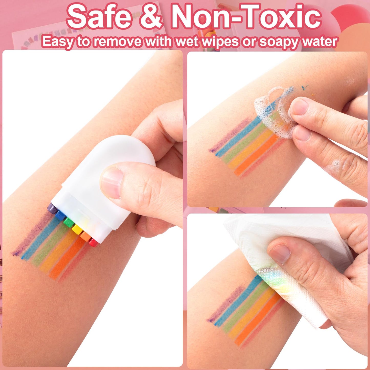 SmallCat 4pcs Pride Face Paint Sticks, Rainbow Face Paint Markers for Gay, Face Paint Crayons, Festival Rainbow Makeup for Face, Body, Women, Men