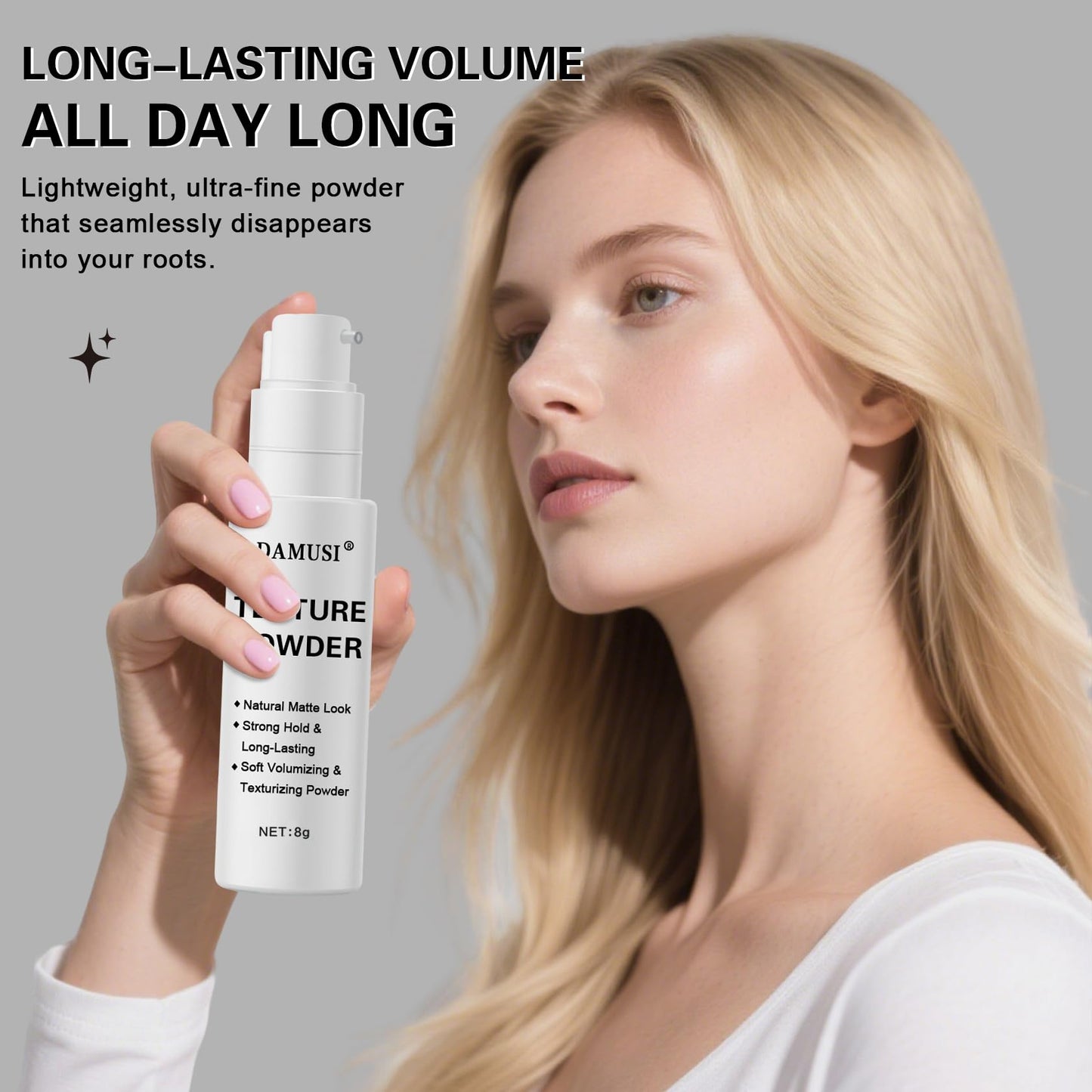DAMUSI Hair Texture Powder Spray for Men & Women, Mattifying Volume Styling