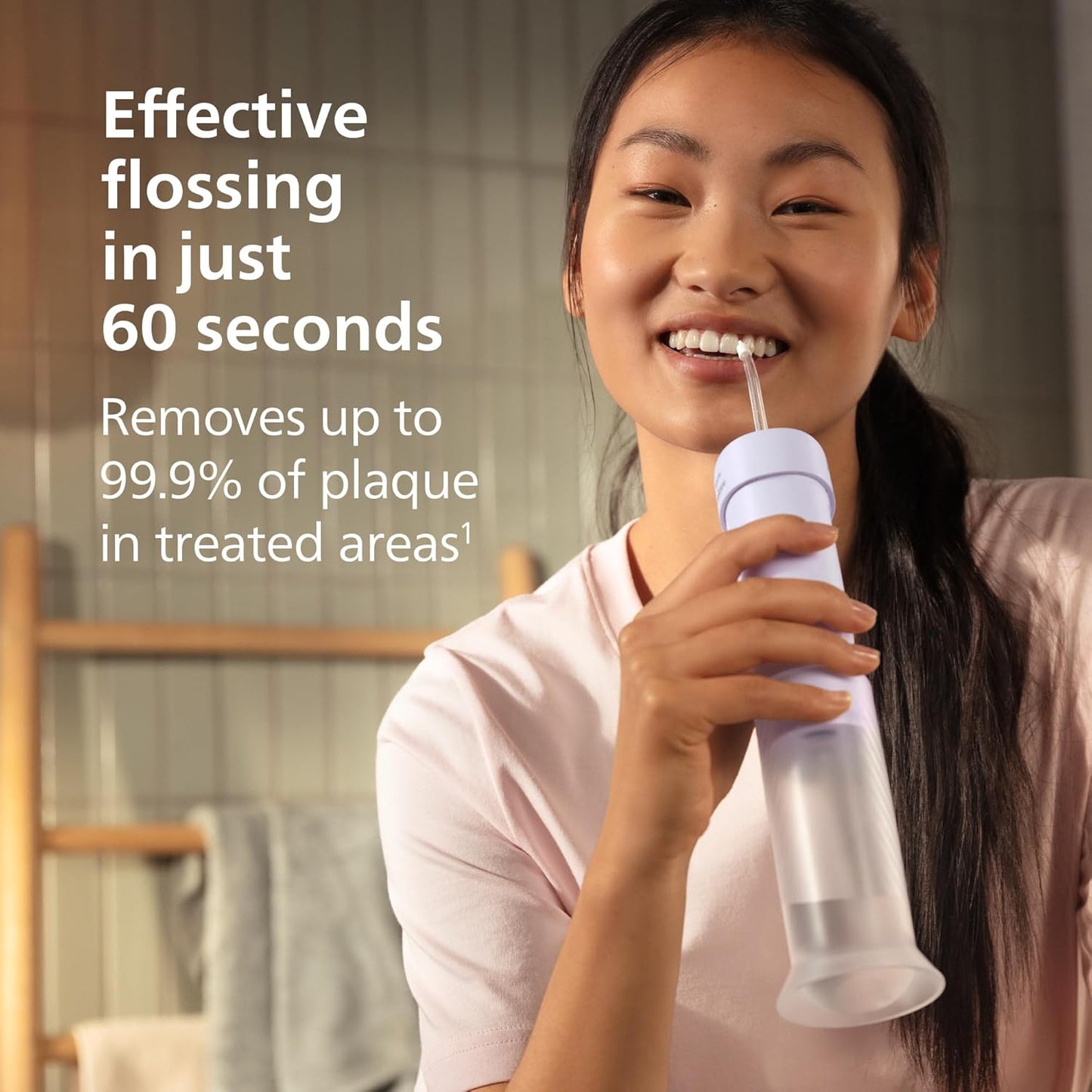 Philips Sonicare Portable Water Flosser - 3 Flossing Modes, IPX7 Waterproof | Compact Travel Design, Purple, Model HX3333/23