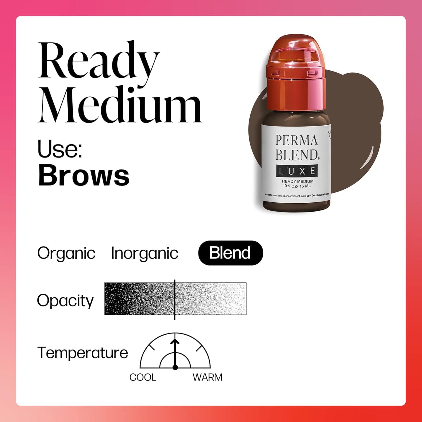 Perma Blend Luxe Microblading Ink - Enhance Lip Color & Permanent Eyeliner - Medium Brown Vegan Tattoo Ink | 0.5 oz