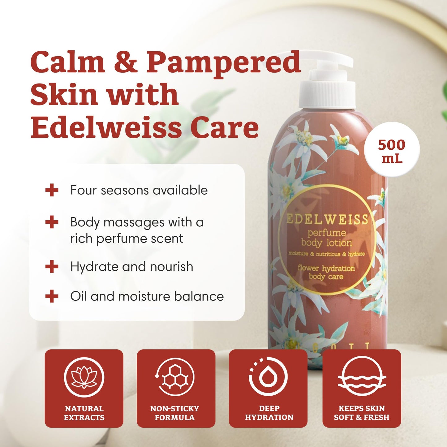 Jigott Edelweiss Perfume Body Wash 25.36 FL OZ / 750ml + Edelweiss Perfume Body Lotion 16.9 FL OZ / 500ml