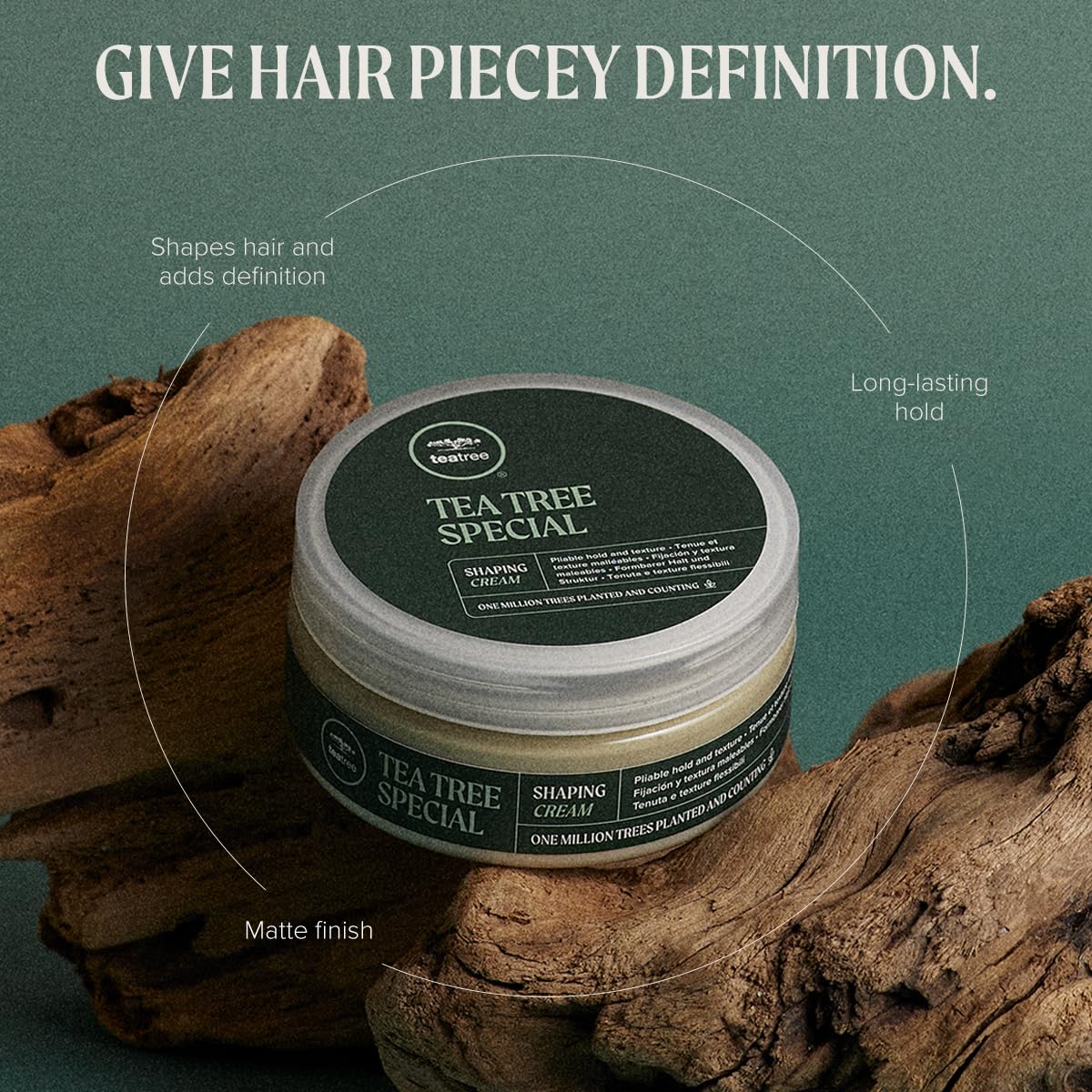 Tea Tree Shaping Cream, Hair Styling Cream, Long-Lasting Hold, Matte Finish, For All Hair Types, 3 oz