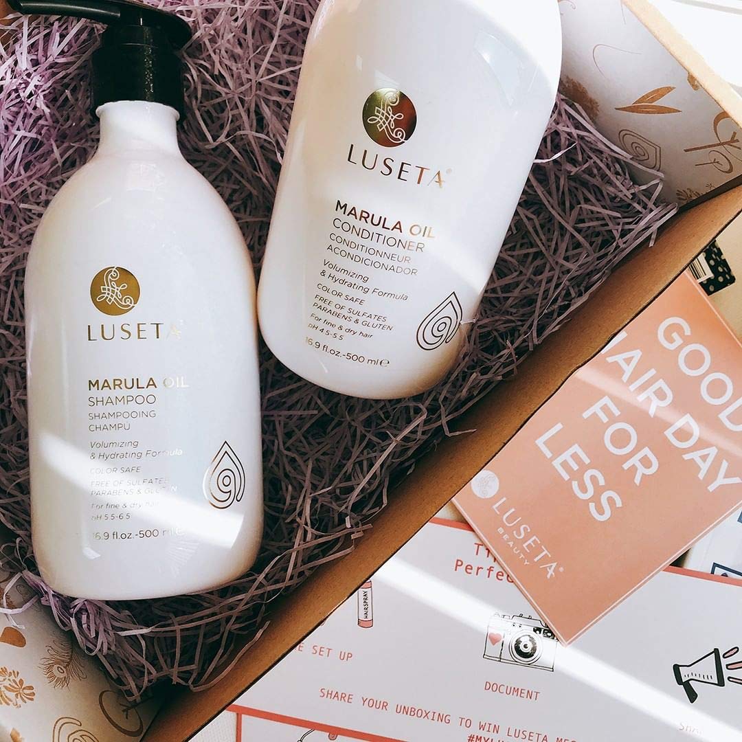Luseta Marula Oil Shampoo & Conditioner Set - Moisturizing for Frizz Control & Split End Repair | 2 x 16 Fl Oz