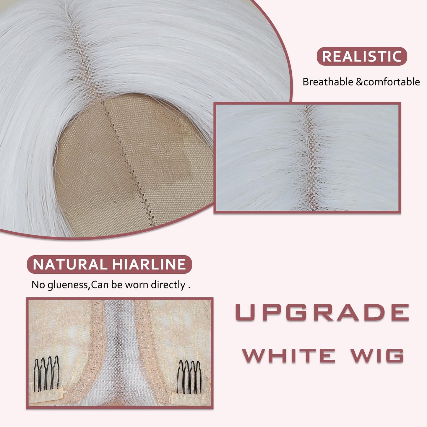 BEAUTIFA White Wig for Women, Long White Wavy Wig Middle Part 26 Inch Heat Resistant Synthetic Wigs for Daily Party Use
