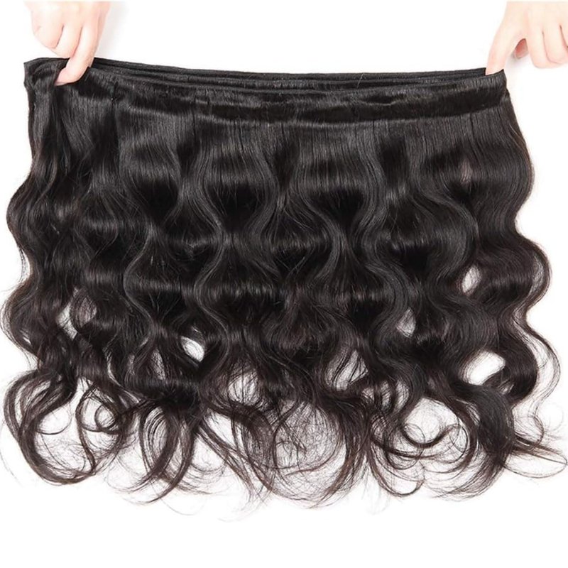 Body Wave Bundles - Unprocessed Brazilian Virgin Human Hair Weave Extensions | Natural Black, 14-Inch (3 Bundles)