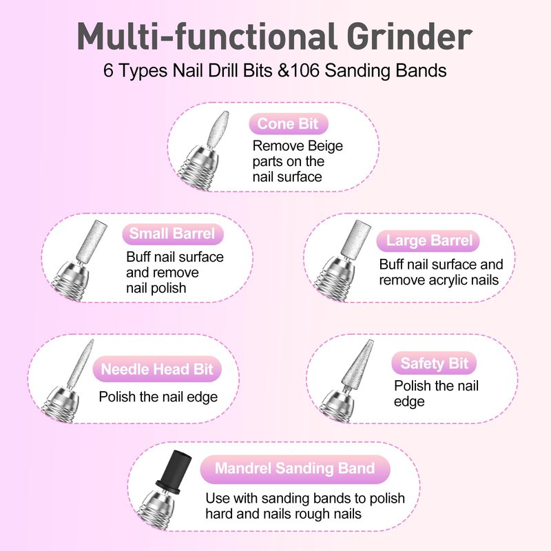 JIASHENG Professional Nail Drill, 30000rpm Electric Nail Drill Machine, Electric Nail File Drills for Acrylic Nails Kit Gel Nails Manicure Pedicure Tools, Purple