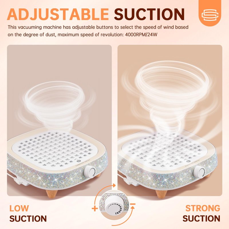 CHRISTINE SHELLY Nail Dust Collector, Powerful 4000RPM Vacuum Fan Vent Dust Collector Extractor Dust Suction Machine for Acrylic Nails Polishing, Nail Salon& Home