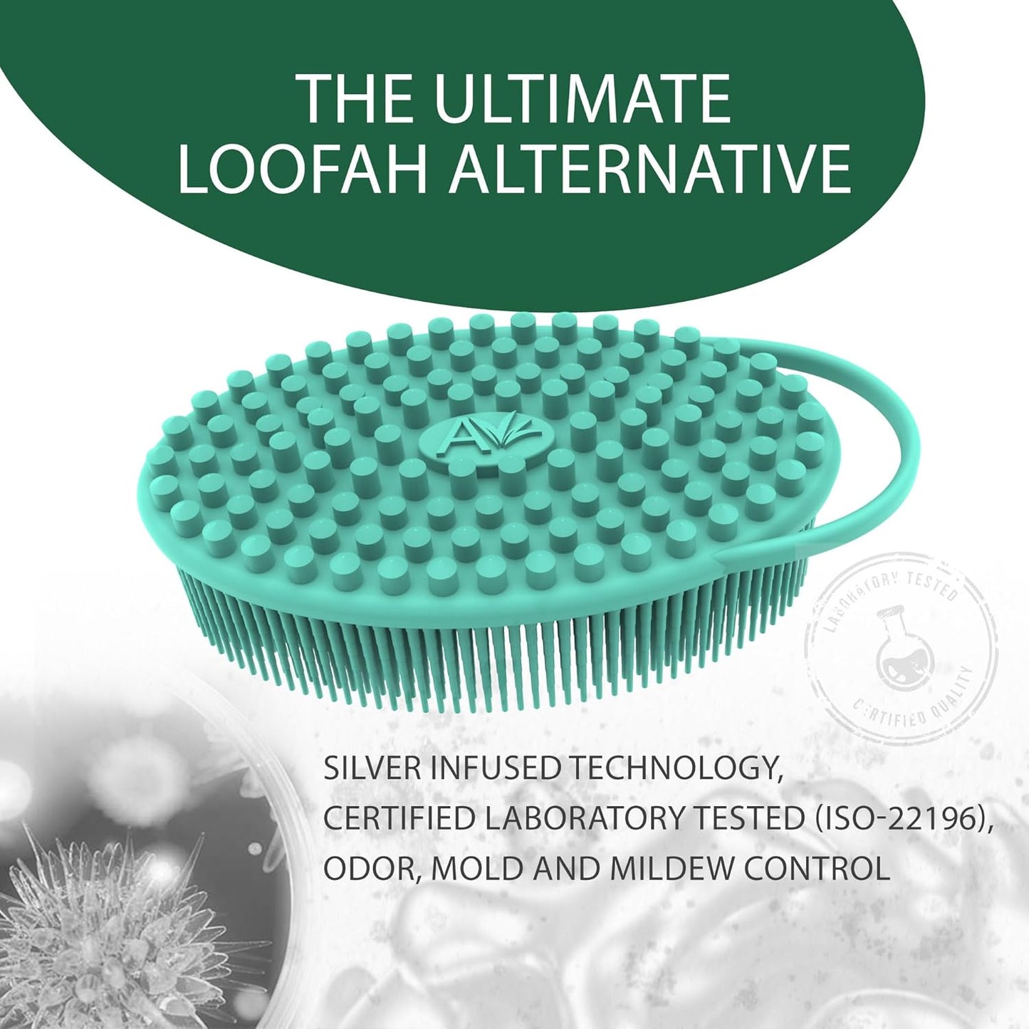 Silver-Infused Silicone Body Scrubber Bundle - Serene Green & Lavender Dual-Tone Set