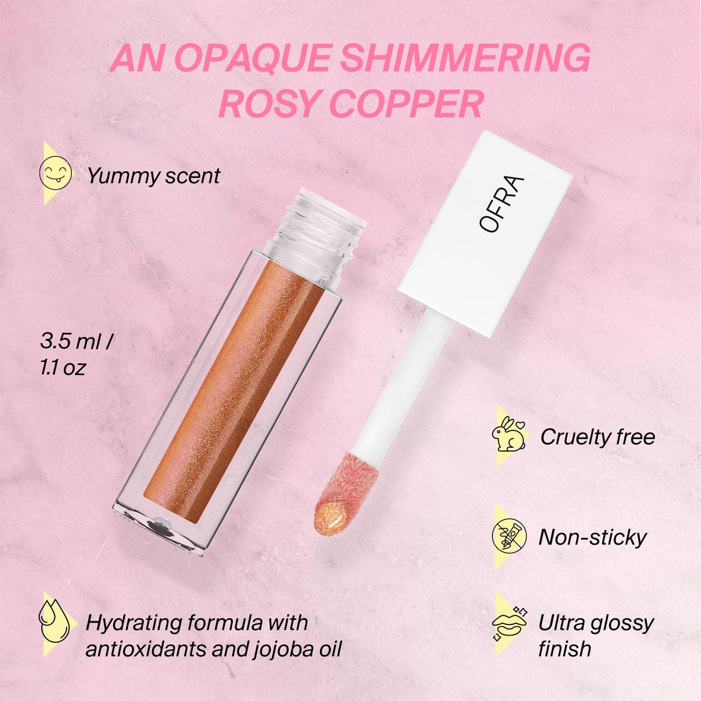 Ofra Lip Gloss - Myth | Non Sticky, Ultra-Glossy Lip Gloss | Long Lasting Formula for a Smooth, Hydrated Finish | 3.5ml/1.1oz