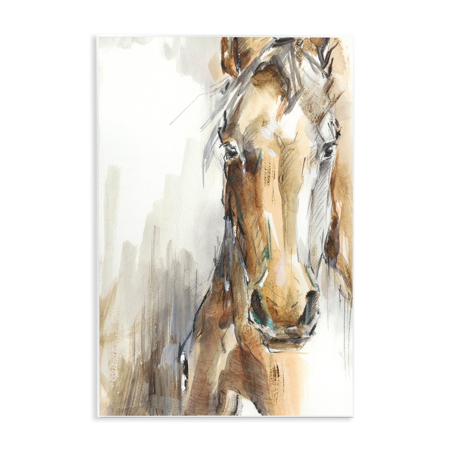 Stupell Industries Horse Portrait Orange Brown Animal Watercolor Painting Wall Plaque Art Design By Artist Ethan Harper