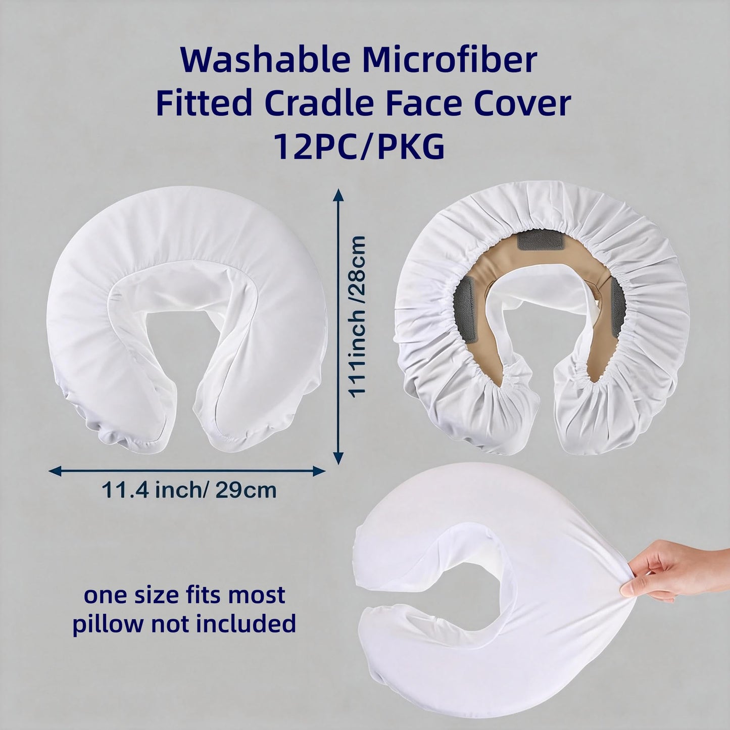 TOA Washable Microfiber Fitted Cradle Head Rest Massage Face Pillow Cover 12/pkg