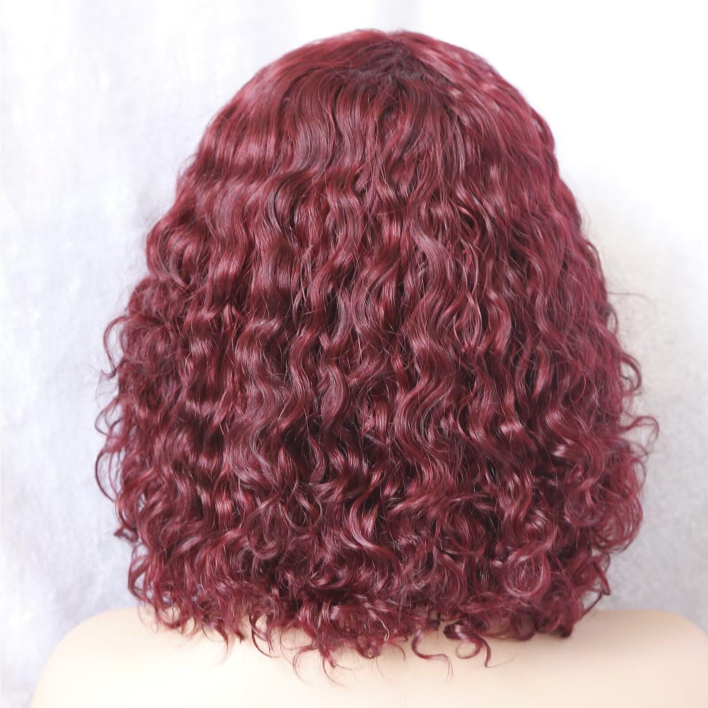 IMAYLI Curly Bob Wig with Bangs 10inch Short Curly Wigs for Black Women Human Hair 180% Density Glueless Water Wave Brazilian Hair wigs None Lace Front Wig P4/30