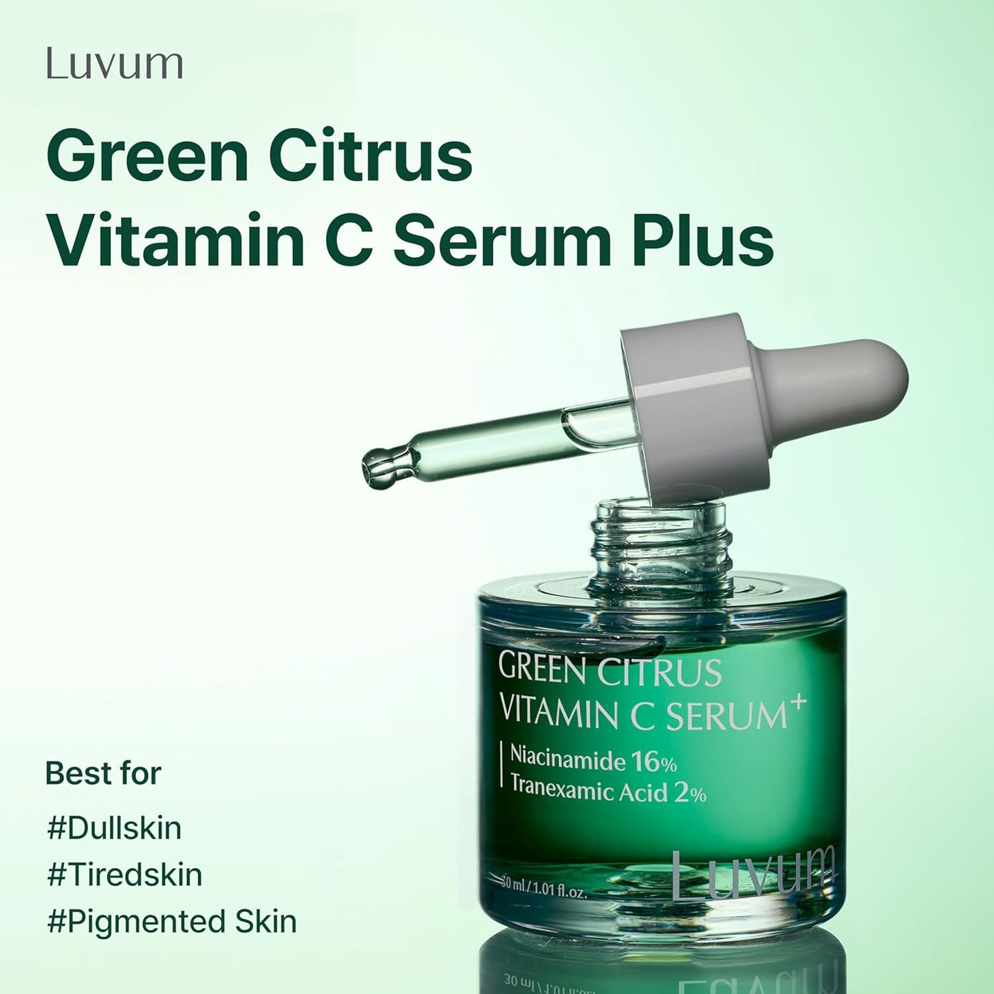 LUVUM Green Citrus Vitamin C Serum - 16% Niacinamide, 7x Vitamin C, 1.01 fl. oz